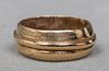 Antique 14K Yellow Gold Wide Ribbed Band Ring