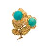 BUCCELLATI, YELLOW GOLD AND TURQUOISE FLOWER BROOCH