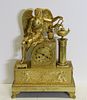 Antique Gilt Bronze Figural Clock With Angel