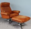 Vintage Desede Leather Lounge Chair And Ottoman.