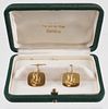 Pair 18K Yellow Gold Cufflinks by Morel of Geneve