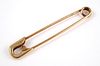 14K Yellow Gold SAFETY PIN Brooch 2"