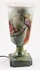 Vintage Signed Handpainted Birds Porcelain Lamp