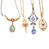 Collection of Four Edwardian and Art Deco Necklaces