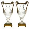 Pair Charles X Style Bronze Mounted Glass Urns