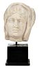 Carved Marble Head of Woman on Stand
