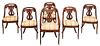 Set of Six Classical Figured Mahogany Chairs
