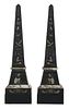 Pair Grand Tour Egyptianate Black Marble Obelisks