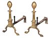 Pair of Boston Federal Brass Andirons