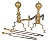 Pair of American Classical Brass Andirons