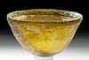 Greek Hellenistic Glass Mastoid Bowl w/ Incised Grooves