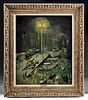 Framed Signed W. Draper Painting - Italy at Night, 1961