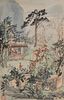 Chinese Painting of Forest Village by Wang Yachen