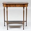 George III Brown and Polychrome Painted D Form Console Table