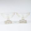 Pair of Cut and Etched Glass Navette Dishes