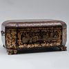 Chinese Export Black and Gilt Lacquer Games Box