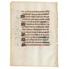 Anónimo. Hoja Iluminada. Mediados del Siglo XV. 15 x 11.5 cm. Manuscrito medieval en papel vitela de un libro francés.