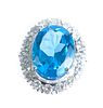 14K WG 11.20 CT Blue Topaz & Diamond Ring Sz 6