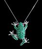 18K WG Emerald Frog Pendant Necklace