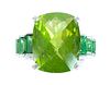 14K WG Peridot Ring w/Diamonds & Emeralds