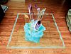 Contemporary Art Glass Coffee Table w/Stacked Base