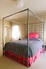 Contemporary Aluminum Queen Canopy Bed w/Bedding