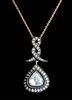 Silver Topped Gold & Diamond Pendant Necklace