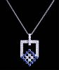 18K WG, Diamond & Sapphire Pendant Necklace