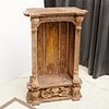 Antique carved wood devotional statuary niche