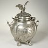 Continental pewter tureen with eagle finial