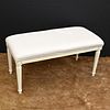 Louis XVI style cream painted & upholstered bench