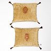 Pair antique Italian embroidered velvet pillows