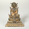 Thai gilt and lacquered bronze seated Buddha