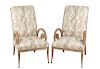 Pair of Grosfeld House Tall Back Open Armchairs