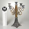 Sheffield Art Nouveau mixed metal candelabra