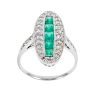 Deco Style 18k White Gold, Diamond, & Emerald Ring