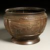 Chinese bronze footed lobed bowl