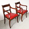 Pair Federal style carved mahogany armchairs
