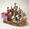Folk Art style galleon ship model