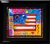PETER MAX "FLAG WITH HEART II" SERIGRAPH, C. 2002
