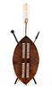 DECORATIVE ZULU STYLE COWHIDE SHIELD AND SPEAR