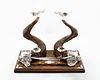 SCOTTISH DOUBLE HORN DOLPHIN MOTIF INKSTAND