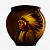 Matthew Daly for Rookwood Pottery, Exceptional and Large Standard Glaze Native American portrait vase