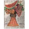 OLGA COSTA, Frutero no. 1, Signed and dated 68, Crayon on paper, 7.8 x 5.9" (20 x 15 cm)