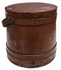A LARGE 19TH C. FIRKIN IN OLD DARKENED SALMON PAINT