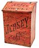 A PAINTED SLANT TOP JERSEY COFFEE ADVERTISING STORE BIN