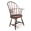 AN 18TH C. SACK BACK WINDSOR CHAIR WITH ORIGINAL PAINT