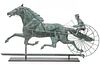 A 19TH C. COPPER HORSE AND SULKY DRIVER WEATHER VANE