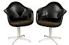 Pair of Eames Black Vinyl Swivel Shell Chairs