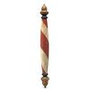 A GOOD RED, WHITE AND BLUE BARBER POLE WITH GOLD ACORNS